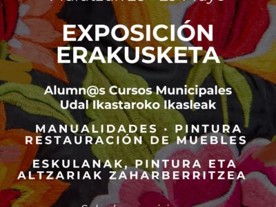 Exposición de cursos municipales manualidades, pintura y restauración de muebles.